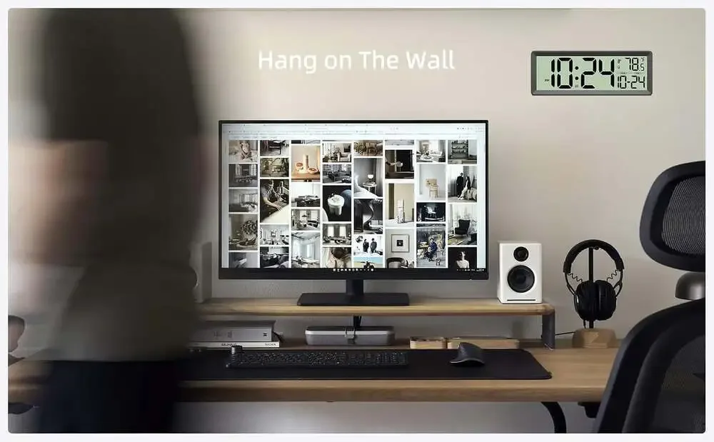 Digital Wall Clock 14 Inch Large Display Temperature Date DST Battery Operated